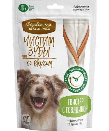 Country delicacies The treat for dogs "Brush the teeth" Twister with beef 100g - Buy Online on GoSupps.com