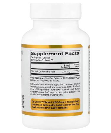 California Gold Nutrition Gold C Vitamin C Vitamin C 1000mg 60 capsules - Buy Online on GoSupps.com