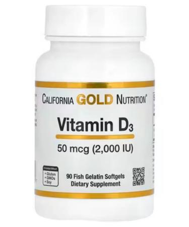 California Gold Nutrition Vitamin D3 2000IU vitamin D3 50MCG 90 capsules