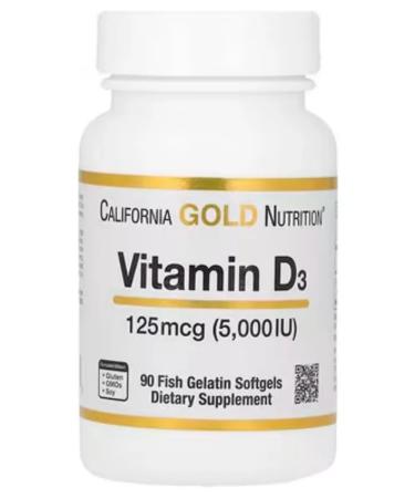 California Gold Nutrition Vitamin D3 5000 IU vitamin D3 125MCG 90 capsules