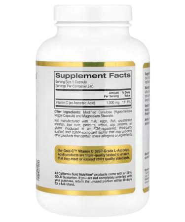 California Gold Nutrition Gold C Vitamin C California Gold Vitamin C 1000mg 240kap - Buy Online on GoSupps.com