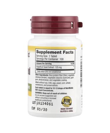 NutriBiotic GSE grapefruit bones extract 125 mg 100 tablets - Buy Online on GoSupps.com