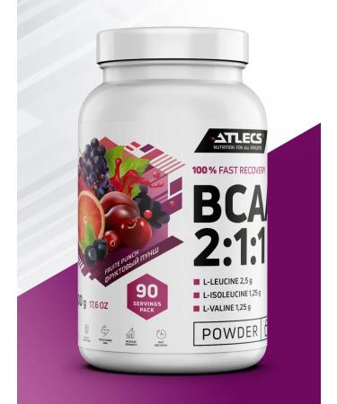 Atlecs Bcaa powder punch fruit 500g amino acids - Buy Online on GoSupps.com