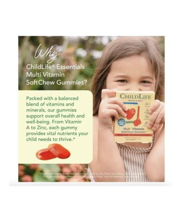 ChildLife Essentials Childlife Multi Vitamin SoftChew Gummies 27 Tabs Orange USA - Buy Online on GoSupps.com