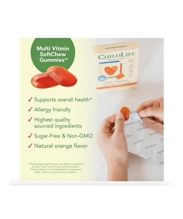 ChildLife Essentials Childlife Multi Vitamin SoftChew Gummies 27 Tabs Orange USA - Buy Online on GoSupps.com