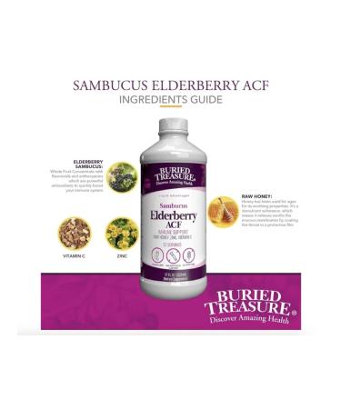Buried Treasure Elderberry ACF Immune Support Liquid 496ML Buried USA - Buy Online on GoSupps.com