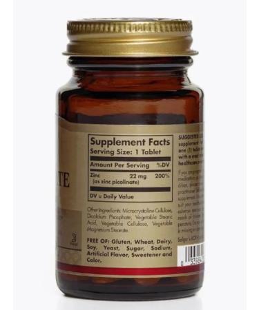 Home medicine cabinet Solgar Picoline zinc table x100pcs - Buy Online on GoSupps.com