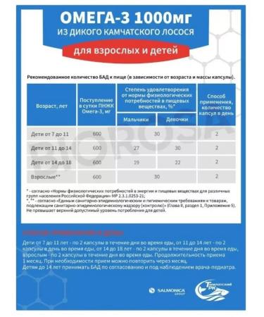 Salmonica Omega -3 wild salmon 42 caps 1000 mg -5 pcs - Buy Online on GoSupps.com