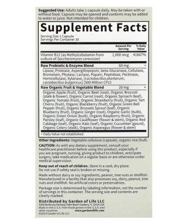 Garden of Life Vitamin Code RAW B-12 Vitamin B-12 30 capsules - Buy Online on GoSupps.com