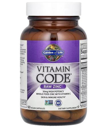 Garden of Life Vitamin Code Raw Zinc Zinc 30mg Immunity 60 Capsules - Buy Online on GoSupps.com