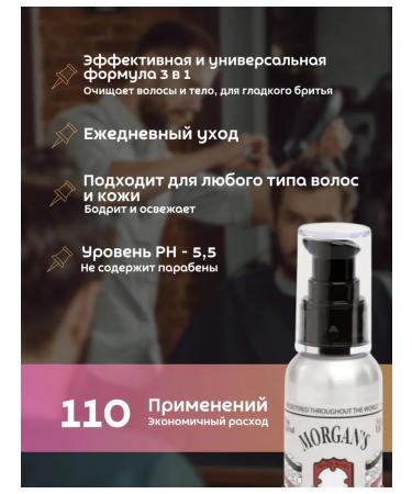 Morgan's 3-in-1 shampoo shower gel and shaving - Buy Online on GoSupps.com