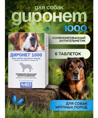 AVZ Dironet 1000 anthelmintic for large dogs 6 tablets