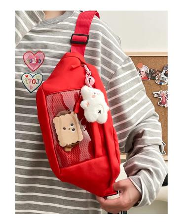 Women's breast bag pocket bear with red cookies