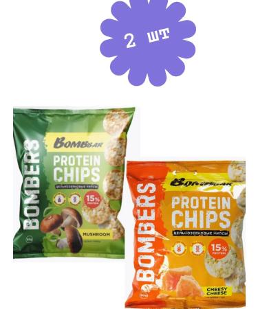 BombBar Protein chips whole grain cheese and white mushrooms 2pcs