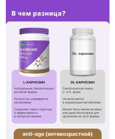 Evalar Carnosine 500 mg for youth against aging 60 caps - Buy Online on GoSupps.com
