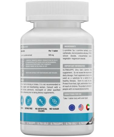 UltraSupps Ultra Gold L-Carnitine 500 Mg 90 tablets - Buy Online on GoSupps.com