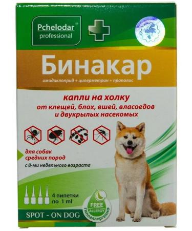 Beekeeper Binakar drops for cf. dog breeds from fleas and ticks 4x1ml - Buy Online on GoSupps.com