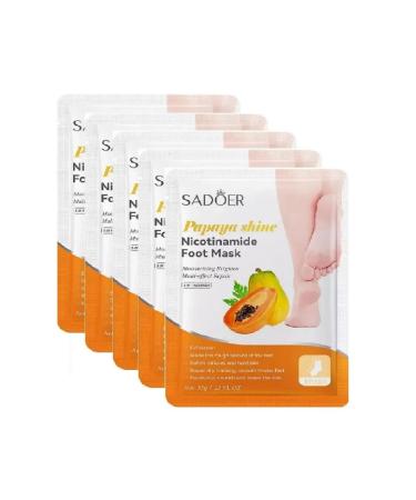 5 pcs Mask for legs sock Sadoer with nicotinamide and papaya