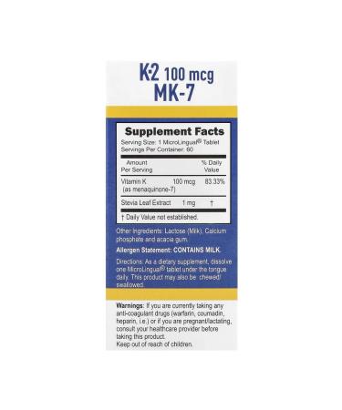 Superior Source Vitamin K2 100 g 60 fast -soluble tablets - Buy Online on GoSupps.com