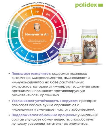 polidex Vitamins for immunity of dogs 150 tab - Buy Online on GoSupps.com