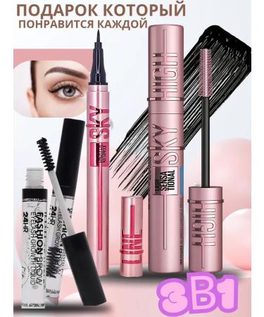 Mascara black eyebrow gel and eye eyeliner