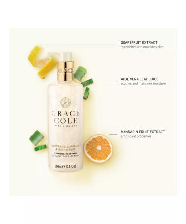 Grace Cole Liquid soap with a dispenser of a nectarine flower and grapefruit 300ml - Buy Online on GoSupps.com