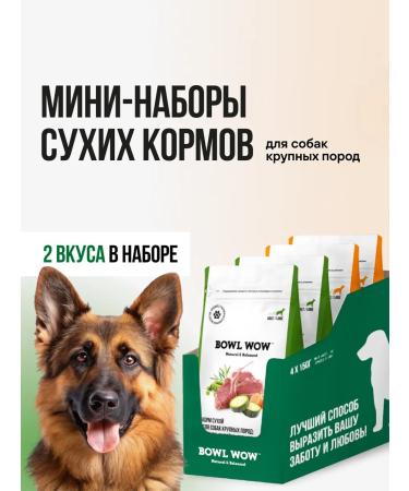 BOWL WOW Mini-set of dry feed for dogs of large breeds-150g x 4pcs