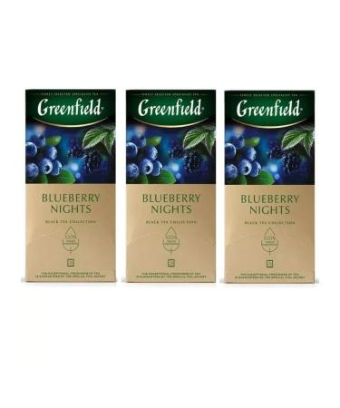 Greenfield Blueberry Nights tea is black with an ink 25 bags 3 units