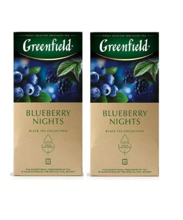 Greenfield Blueberry Nights tea is black with ink 25 bags 2 units