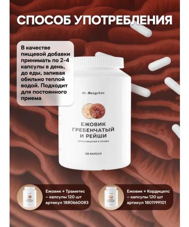 Dr Masgutov Ezhovik with Reishi Mix Capsules 120 pieces - Buy Online on GoSupps.com