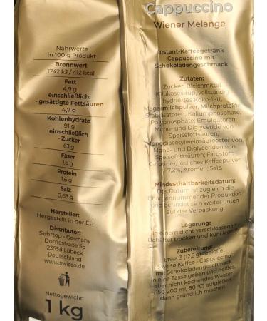 SWISSO Coffee drink soluble cappuccino Viennese melange 1 kg - Buy Online on GoSupps.com
