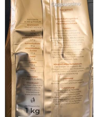 SWISSO Coffee drink soluble cappuccino caramel 1 kg - Buy Online on GoSupps.com