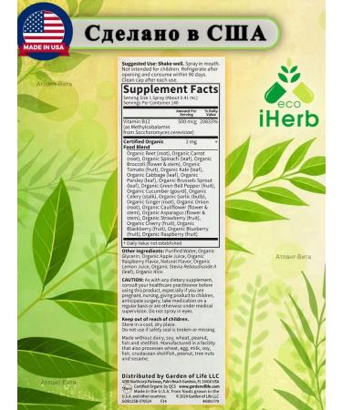 Garden of Life Vitamin B12 organic vitamin B12 in the form of a spray 58 mg - Buy Online on GoSupps.com