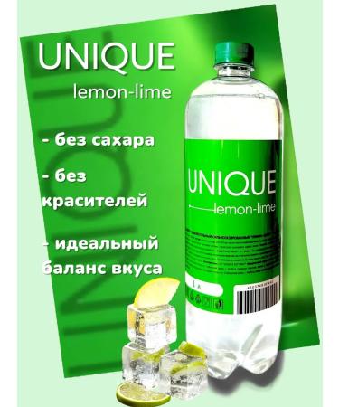UNIQUE Drink of carbonated Lemon-Lime 6 pcs 1 liter - Buy Online on GoSupps.com
