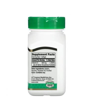 21st Century Vitamin E 180 mg (400 IU) 110pcs - Buy Online on GoSupps.com