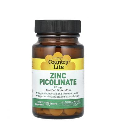 Country Life Picoline zinc 25 mg 100 tablets