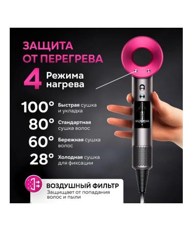 Hair hair dryer CFJ 2600 W 3 speeds 5 nozzles pink - Buy Online on GoSupps.com