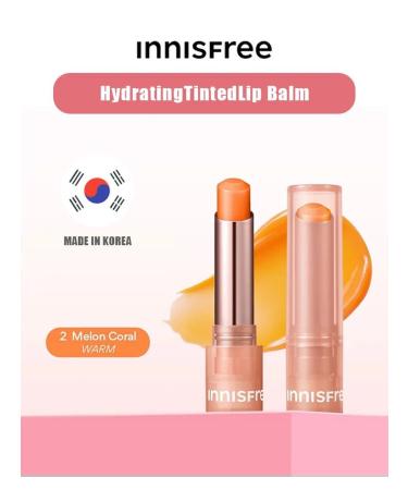 Innisfree Dewy Tint Lip Balm 3 2G - 2 Melon Coral 2 tone