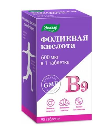 Evalar Folic acid with vitamins B12 and B6 90 tablets