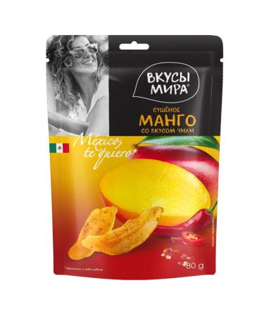 Tastes of the World Dried mango with chili taste 80g 3 pcs - Buy Online on GoSupps.com