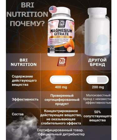 Bri nutrition Vitamin Magnesium Citrate 400 mg 125 capsules - Buy Online on GoSupps.com