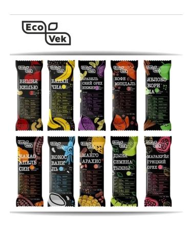 ECOVEK A set of bars of 10 tastes without sugar - Buy Online on GoSupps.com