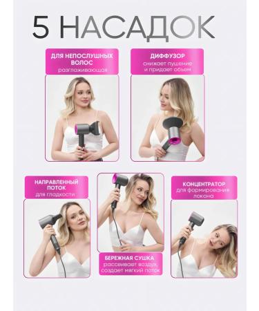 FenStayLe Professional hair hair dryer powerful with nozzles 5 in 1 - Buy Online on GoSupps.com