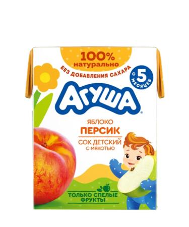 Agusha Juice children's apple-peach with pulp 3 x 0.2l - Buy Online on GoSupps.com