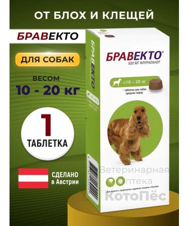 bravecto 10-20 kg 500 mg (April 2026)
