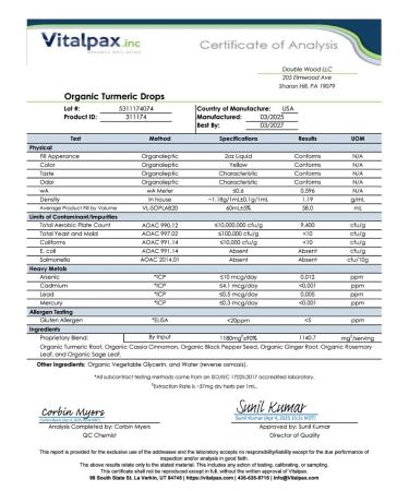 Double Wood Supplements Liquid turmeric organic turmeric 60 ml - Buy Online on GoSupps.com
