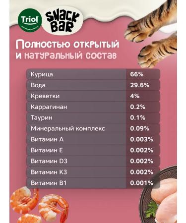 Triol Cat treats "Chicken cream with shrimp" 40g - Buy Online on GoSupps.com