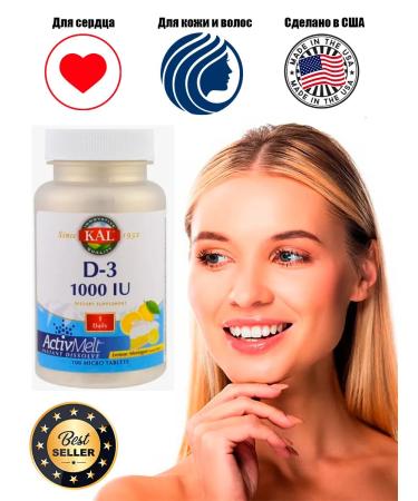KAL D-3 1000 IU Activmelt 100kaps 25mcg Lemon
