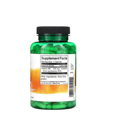 Swanson USA Vitamin B6 Pyridoxine 100 mg 250 caps - Buy Online on GoSupps.com
