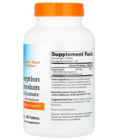 Doctor's Best Magnesium Helat High Absorption Magnesium 240 tablets - Buy Online on GoSupps.com